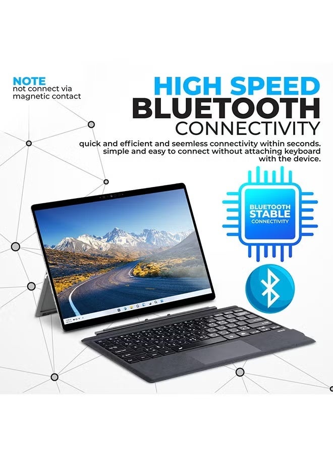 TUNKE Open Box – Backlit Microfiber Bluetooth Keyboard with Touchpad for Surface Pro 7/7 Plus/6/5/4/3 (12.3”) – Arabic & English Keys - Image 5